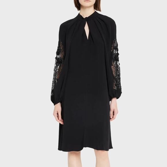 Kobi Halperin NWT Annalise Black Cutout Lace-Inset Knee Length Shift Dress $895